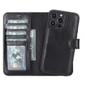 Carter Detachable Leather iPhone 14 Pro Wallet Case, Rustic Black - BlackBrook Case