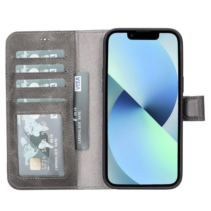 Carter Detachable Leather iPhone 14 Wallet Case, Vesselle Gray - BlackBrook Case