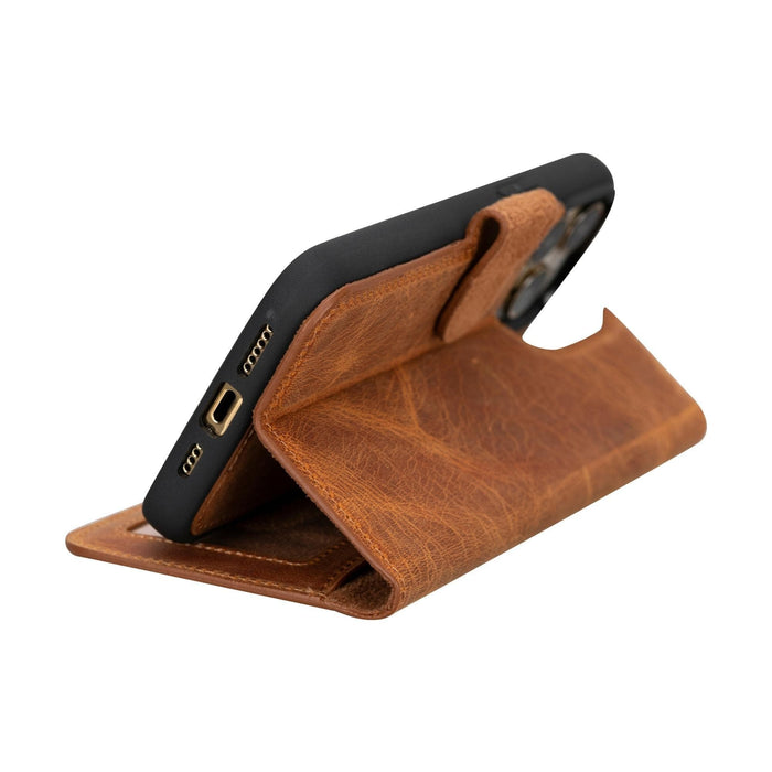 Carter Detachable Leather iPhone 15 Plus Wallet Case, Moccasin - BlackBrook Case