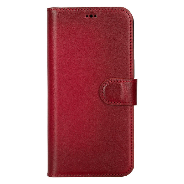Carter Detachable Leather iPhone 15 Plus Wallet Case, Red - BlackBrook Case