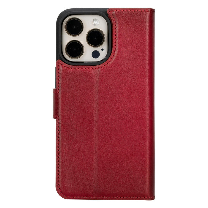 Carter Detachable Leather iPhone 15 Plus Wallet Case, Red - BlackBrook Case