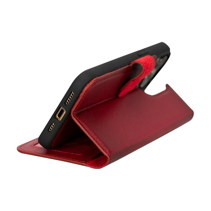 Carter Detachable Leather iPhone 15 Plus Wallet Case, Red - BlackBrook Case