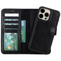 Carter Detachable Leather iPhone 15 Plus Wallet Case, Rustic Black - BlackBrook Case