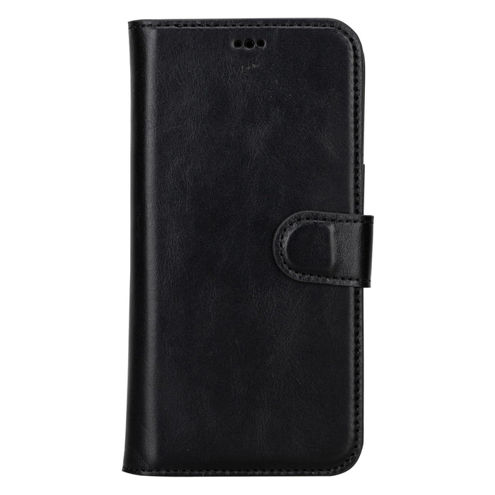 Carter Detachable Leather iPhone 15 Plus Wallet Case, Rustic Black - BlackBrook Case