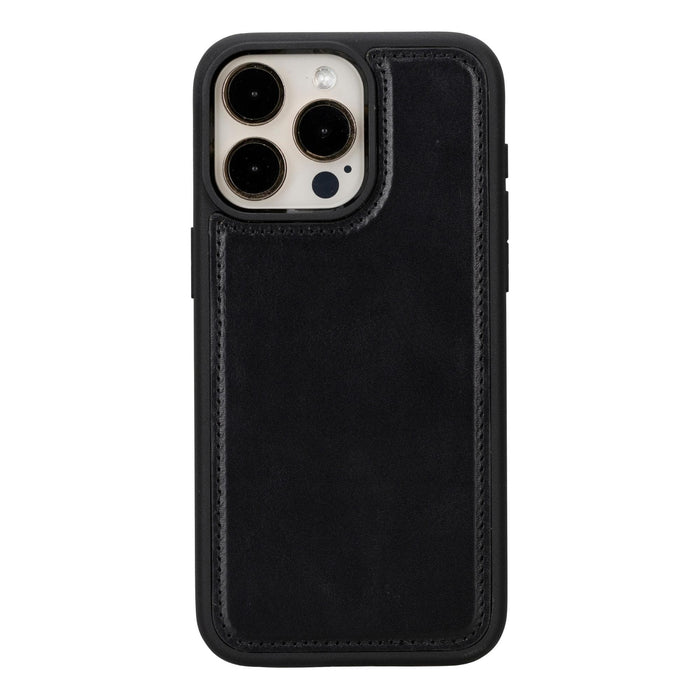 Carter Detachable Leather iPhone 15 Plus Wallet Case, Rustic Black - BlackBrook Case
