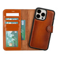 Carter Detachable Leather iPhone 15 Plus Wallet Case, Rustic Tan - BlackBrook Case