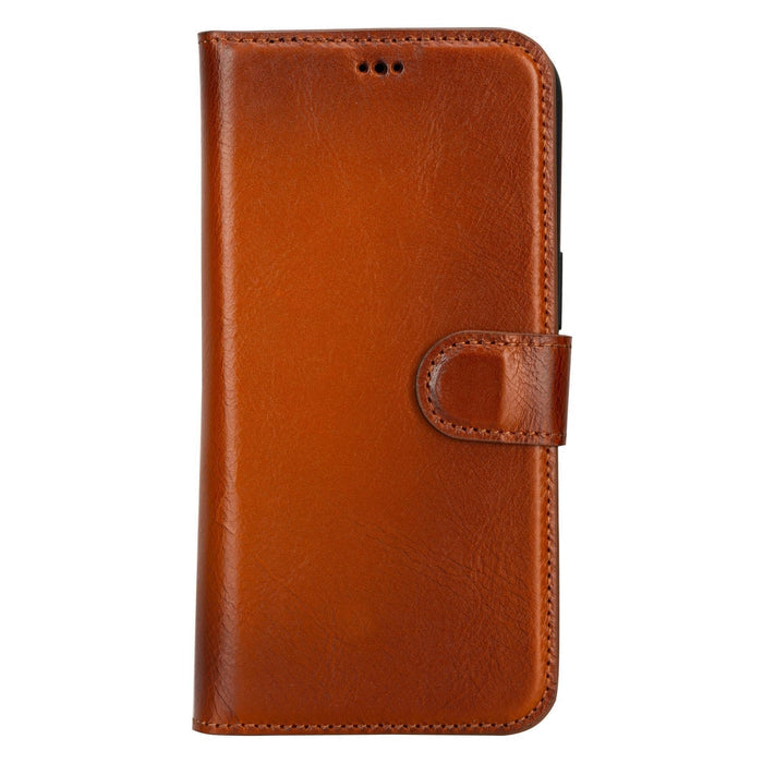 Carter Detachable Leather iPhone 15 Plus Wallet Case, Rustic Tan - BlackBrook Case