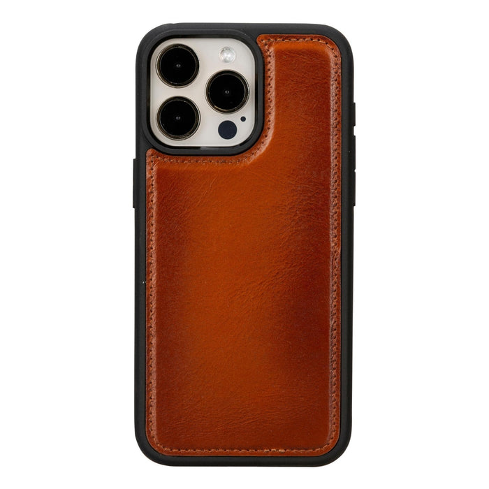 Carter Detachable Leather iPhone 15 Plus Wallet Case, Rustic Tan - BlackBrook Case