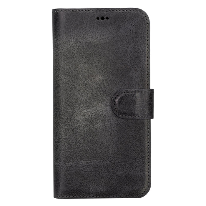 Carter Detachable Leather iPhone 15 Plus Wallet Case, Vesselle Gray - BlackBrook Case
