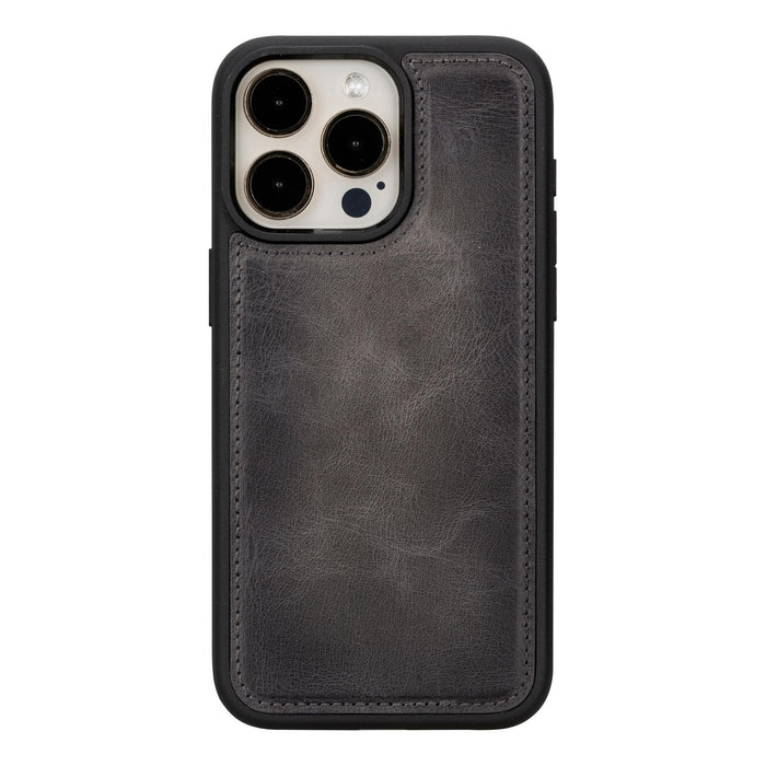 Carter Detachable Leather iPhone 15 Plus Wallet Case, Vesselle Gray - BlackBrook Case