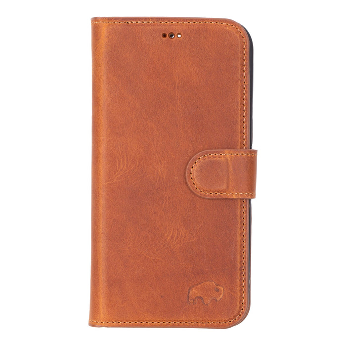 Carter Detachable Leather iPhone 15 Pro Wallet Case, Golden Brown - BlackBrook Case