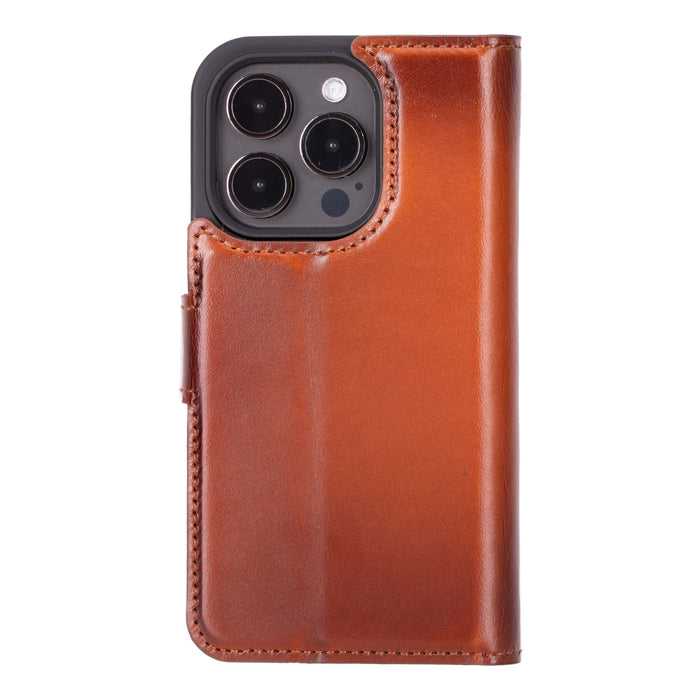 Carter Detachable Leather iPhone 15 Pro Max Wallet Case, Burnished Tan - BlackBrook Case