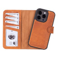 Carter Detachable Leather iPhone 15 Pro Max Wallet Case, Golden Brown - BlackBrook Case