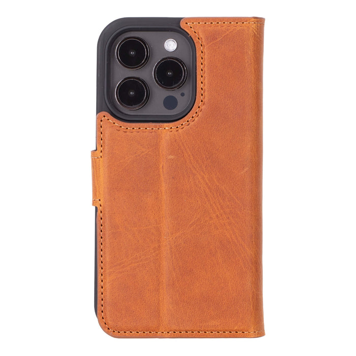 Carter Detachable Leather iPhone 15 Pro Max Wallet Case, Golden Brown - BlackBrook Case