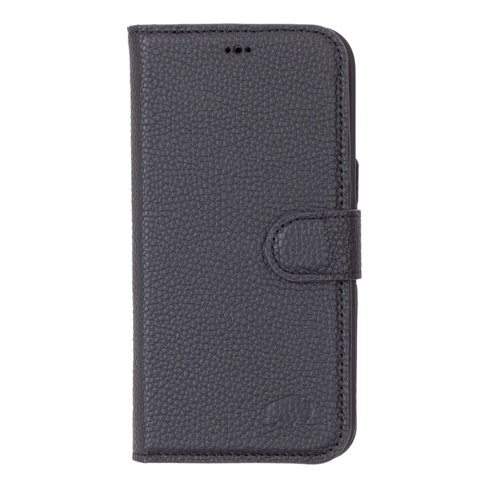 Carter Detachable Leather iPhone 15 Pro Max Wallet Case, Pebble Black - BlackBrook Case
