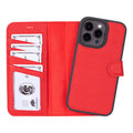 Carter Detachable Leather iPhone 15 Pro Max Wallet Case, Pebble Red - BlackBrook Case