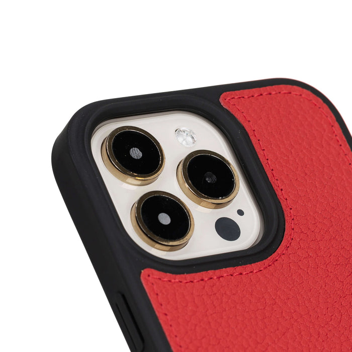 Carter Detachable Leather iPhone 15 Pro Max Wallet Case, Pebble Red - BlackBrook Case