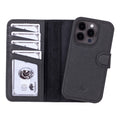 Carter Detachable Leather iPhone 15 Pro Wallet Case, Pebble Black - BlackBrook Case