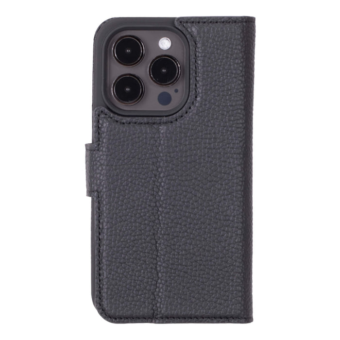 Carter Detachable Leather iPhone 15 Pro Wallet Case, Pebble Black - BlackBrook Case