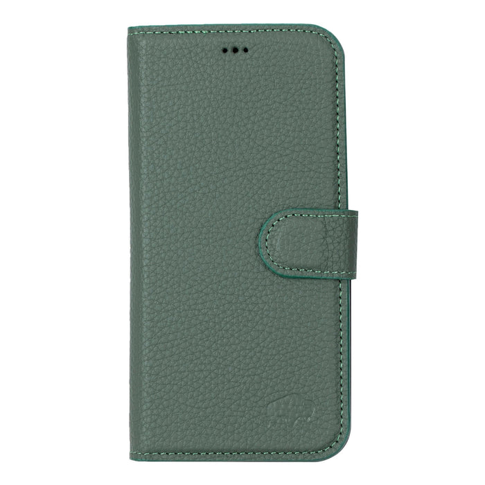 Carter Detachable Leather iPhone 15 Pro Wallet Case, Pebble Green - BlackBrook Case