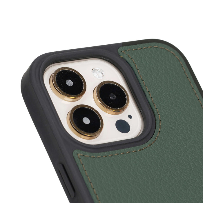 Carter Detachable Leather iPhone 15 Pro Wallet Case, Pebble Green - BlackBrook Case