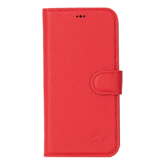 Carter Detachable Leather iPhone 15 Pro Wallet Case, Pebble Red - BlackBrook Case