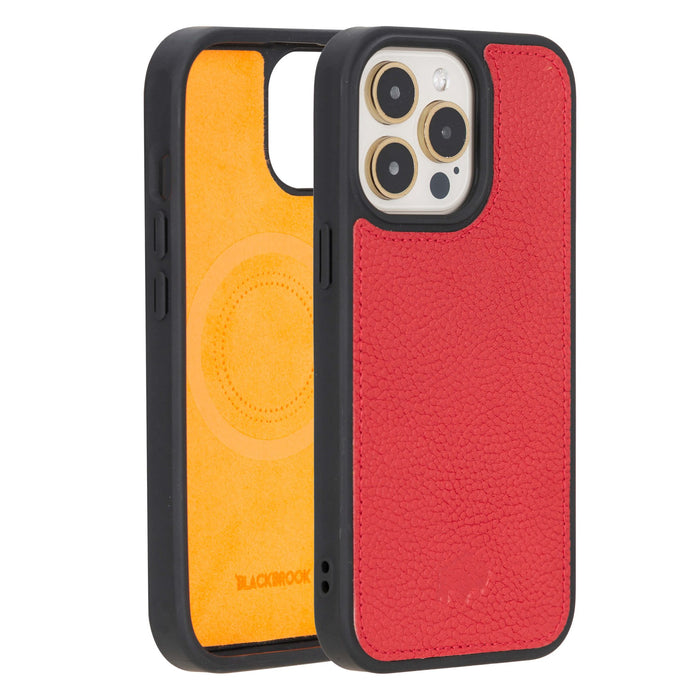 Carter Detachable Leather iPhone 15 Pro Wallet Case, Pebble Red - BlackBrook Case