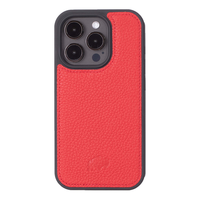 Carter Detachable Leather iPhone 15 Pro Wallet Case, Pebble Red - BlackBrook Case