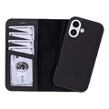 Carter Detachable Leather iPhone 16 Wallet Case, Pebble Black - BlackBrook Case