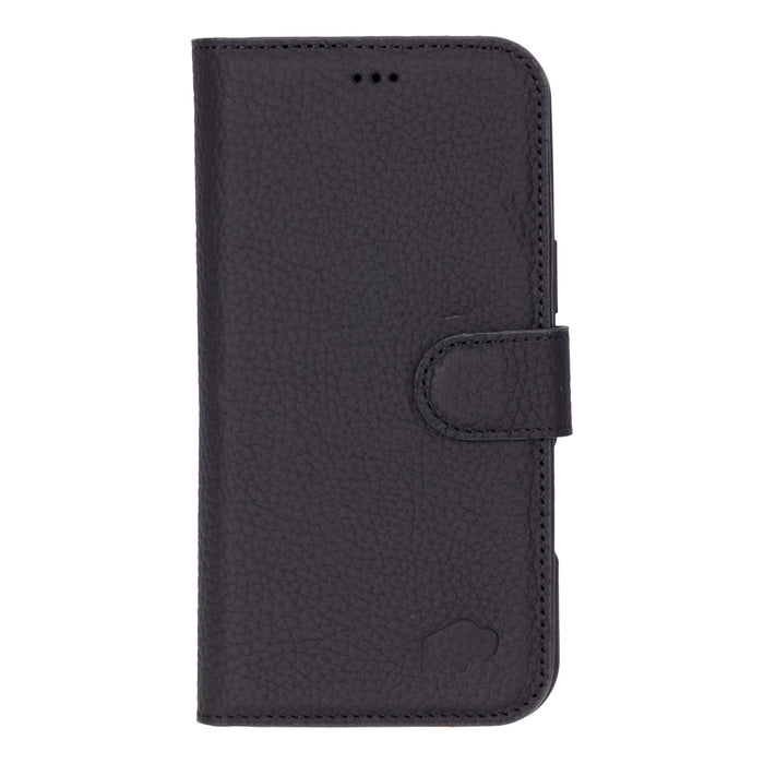 Carter Detachable Leather iPhone 16 Plus Wallet Case, Pebble Black - BlackBrook Case