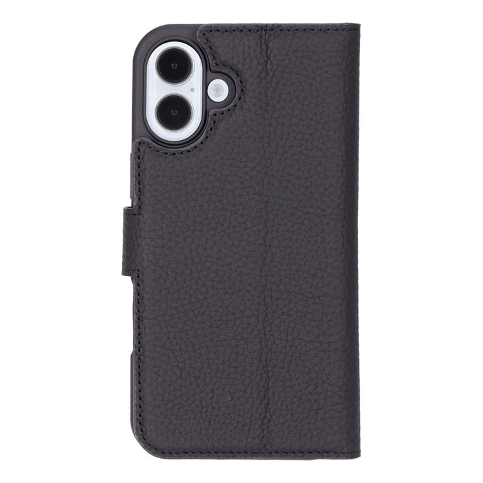 Carter Detachable Leather iPhone 16 Plus Wallet Case, Pebble Black - BlackBrook Case