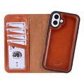 Carter Detachable Leather iPhone 16 Plus Wallet Case, Burnished Tan - BlackBrook Case