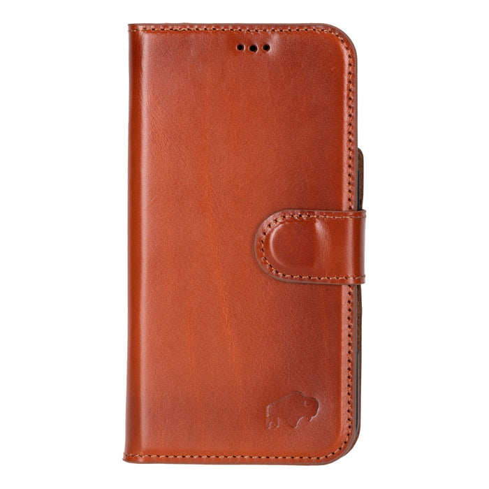 Carter Detachable Leather iPhone 16 Plus Wallet Case, Burnished Tan - BlackBrook Case