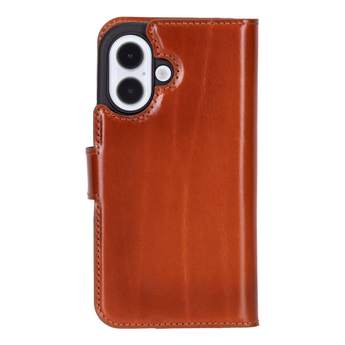 Carter Detachable Leather iPhone 16 Plus Wallet Case, Burnished Tan - BlackBrook Case