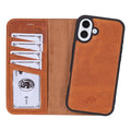 Carter Detachable Leather iPhone 16 Plus Wallet Case, Golden Brown - BlackBrook Case