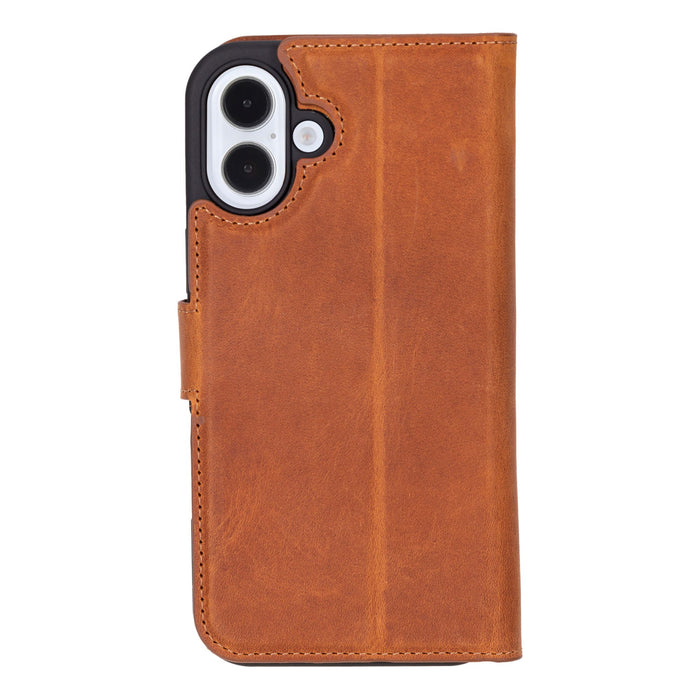 Carter Detachable Leather iPhone 16 Plus Wallet Case, Golden Brown - BlackBrook Case