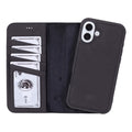 Carter Detachable Leather iPhone 16 Plus Wallet Case, Pebble Black - BlackBrook Case