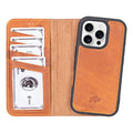 Carter Detachable Leather iPhone 16 Pro Wallet Case, Golden Brown - BlackBrook Case