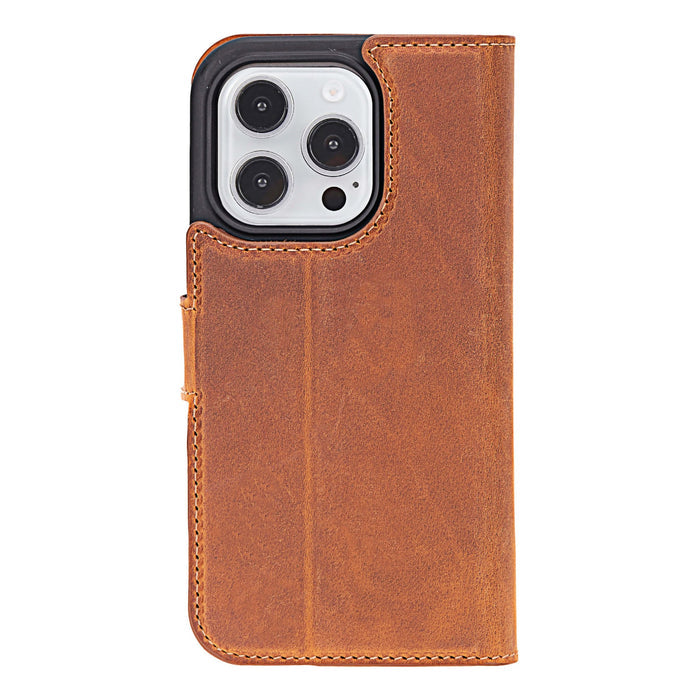 Carter Detachable Leather iPhone 16 Pro Max Wallet Case, Golden Brown - BlackBrook Case