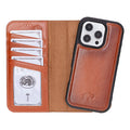 Carter Detachable Leather iPhone 16 Pro Max Wallet Case, Burnished Tan - BlackBrook Case