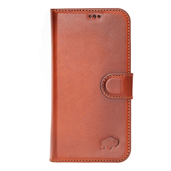Carter Detachable Leather iPhone 16 Pro Wallet Case, Burnished Tan - BlackBrook Case