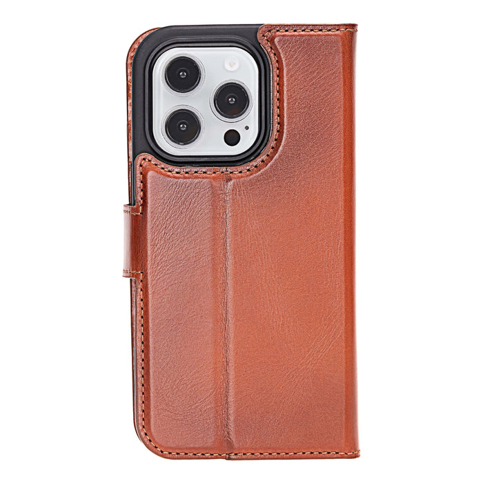 Carter Detachable Leather iPhone 16 Pro Wallet Case, Burnished Tan - BlackBrook Case