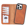 Carter Detachable Leather iPhone 16 Pro Max Wallet Case, Golden Brown - BlackBrook Case