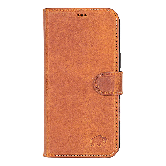 Carter Detachable Leather iPhone 16 Pro Max Wallet Case, Golden Brown - BlackBrook Case