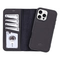 Carter Detachable Leather iPhone 16 Pro Max Wallet Case, Pebble Black - BlackBrook Case