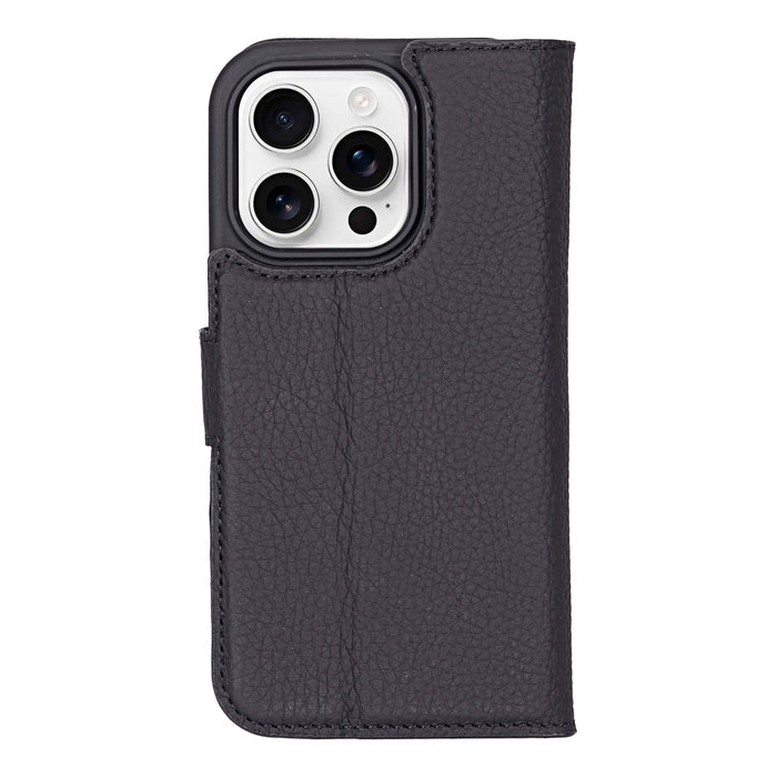 Carter Detachable Leather iPhone 16 Pro Max Wallet Case, Pebble Black - BlackBrook Case