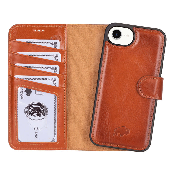 Carter Detachable Leather iPhone 16e Wallet Case, Burnished Tan - BlackBrook Case