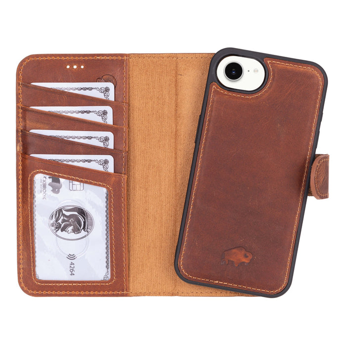 Carter Detachable Leather iPhone 16e Wallet Case, Golden Brown - BlackBrook Case