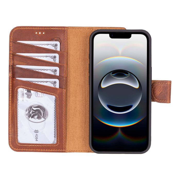 Carter Detachable Leather iPhone 16e Wallet Case, Golden Brown - BlackBrook Case