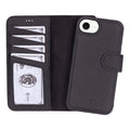 Carter Detachable Leather iPhone 16e Wallet Case, Pebble Black - BlackBrook Case